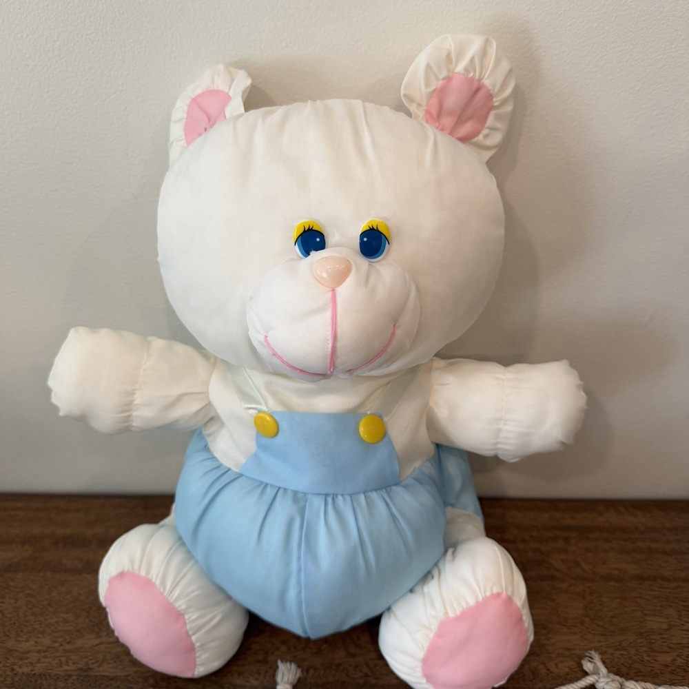Vintage Interpur Avon White Teddy Bear Nylon Parachute‎ Stuffed Animal Puffalump